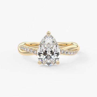 Mirella pear twisted pavé engagement ring