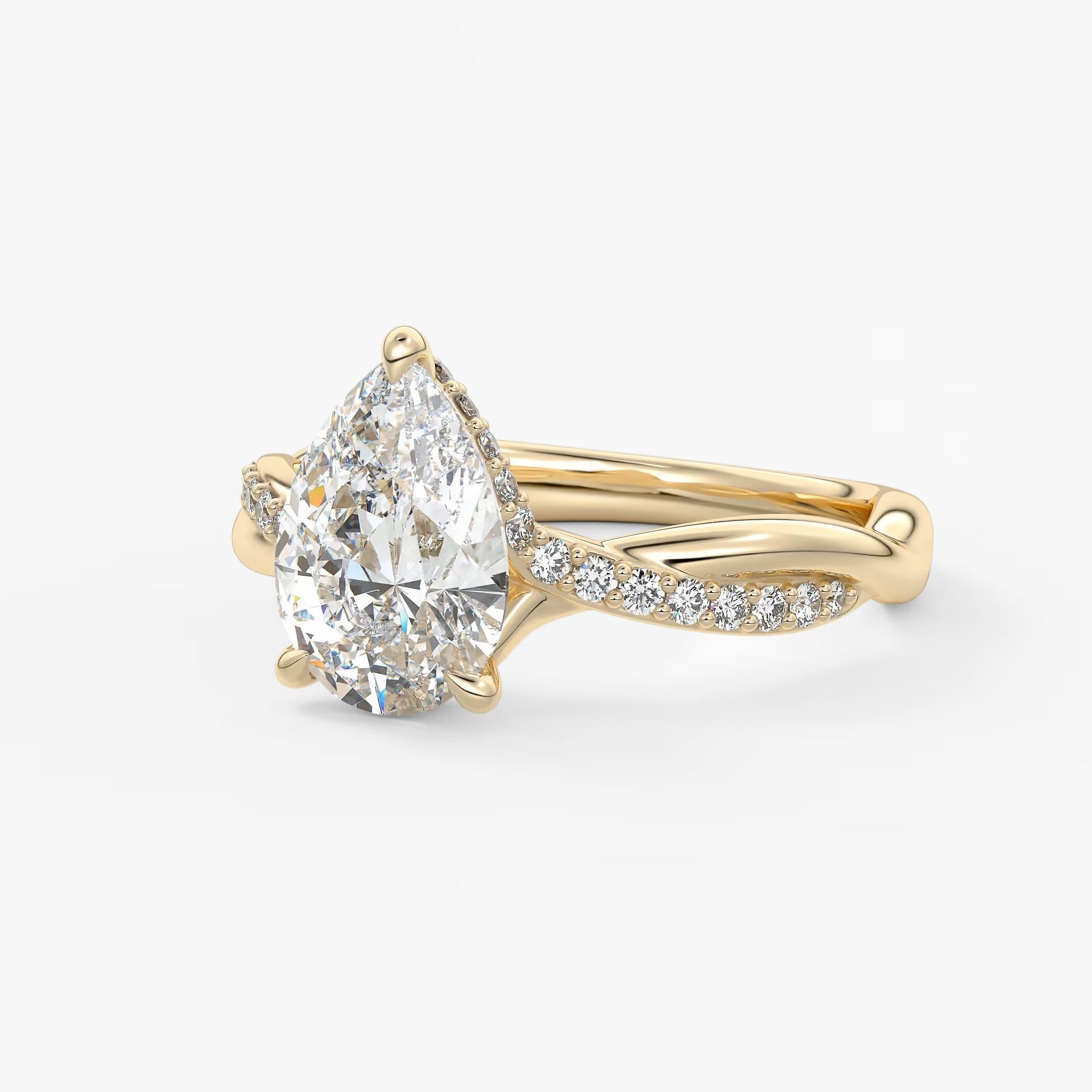 Mirella pear twisted pavé engagement ring