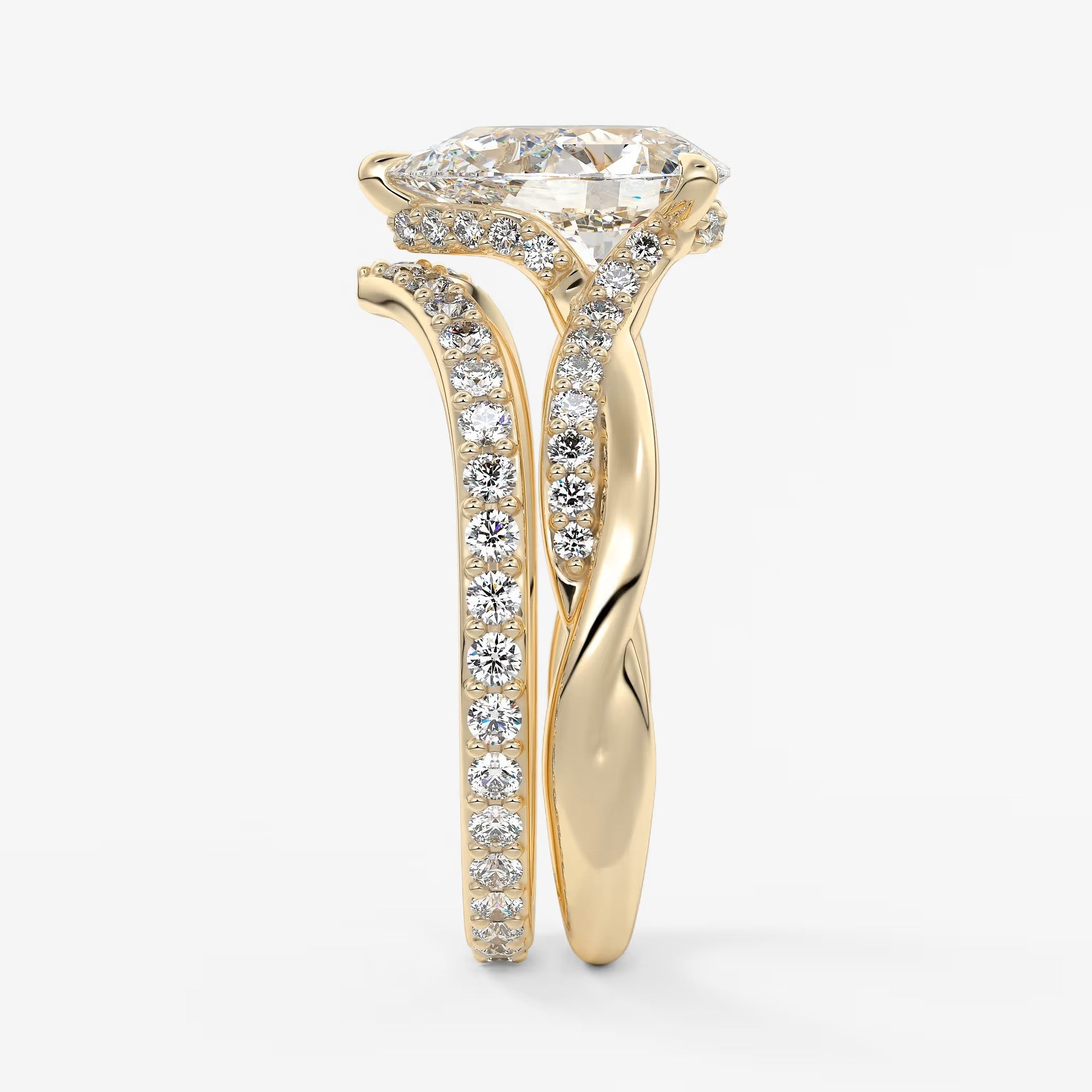 Mirella pear twisted pavé engagement ring
