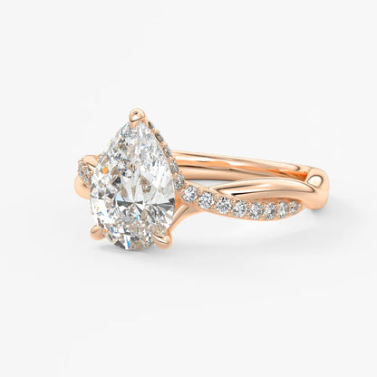 Mirella pear twisted pavé engagement ring