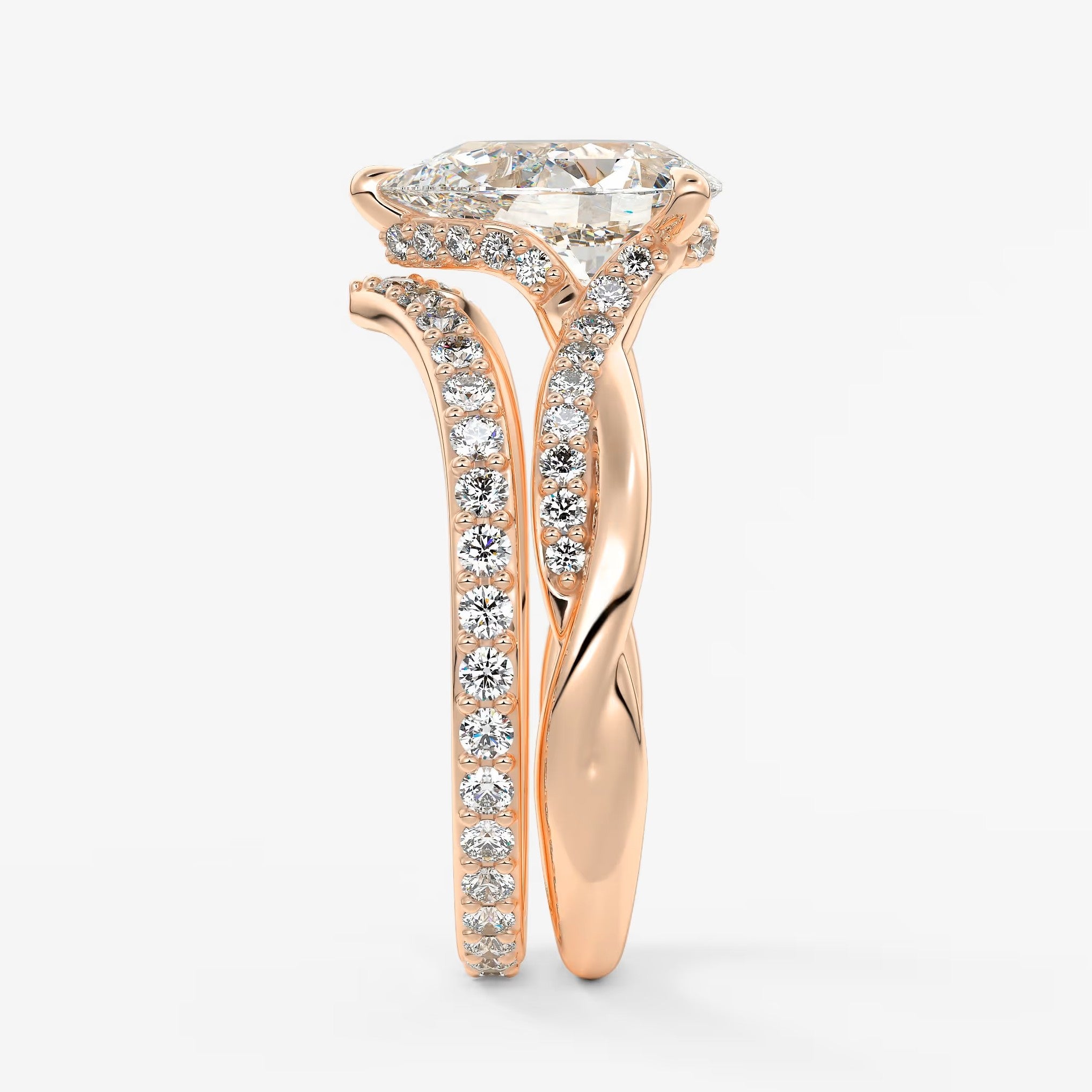 Mirella pear twisted pavé engagement ring