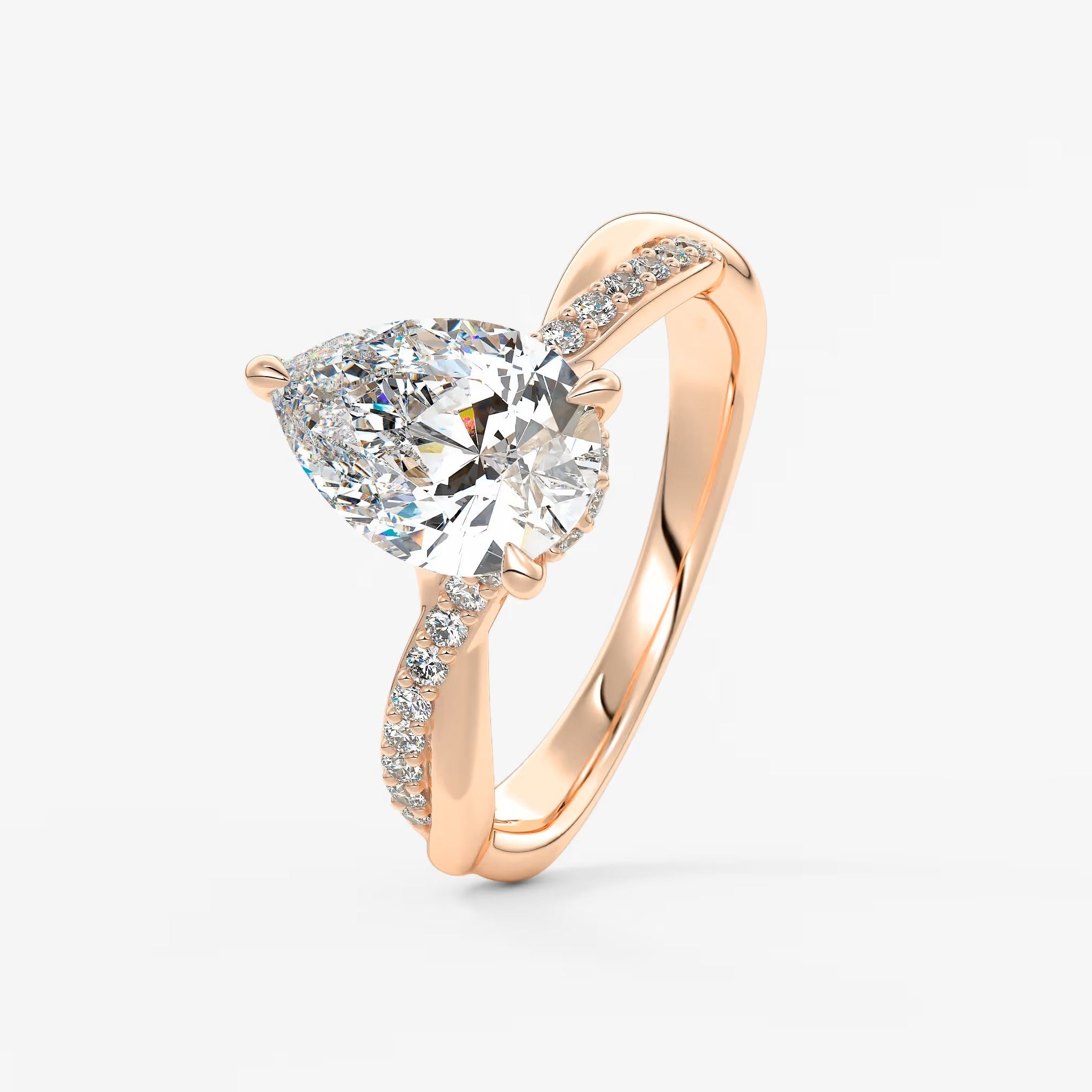 Mirella pear twisted pavé engagement ring