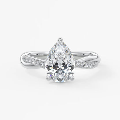 Mirella pear twisted pavé engagement ring