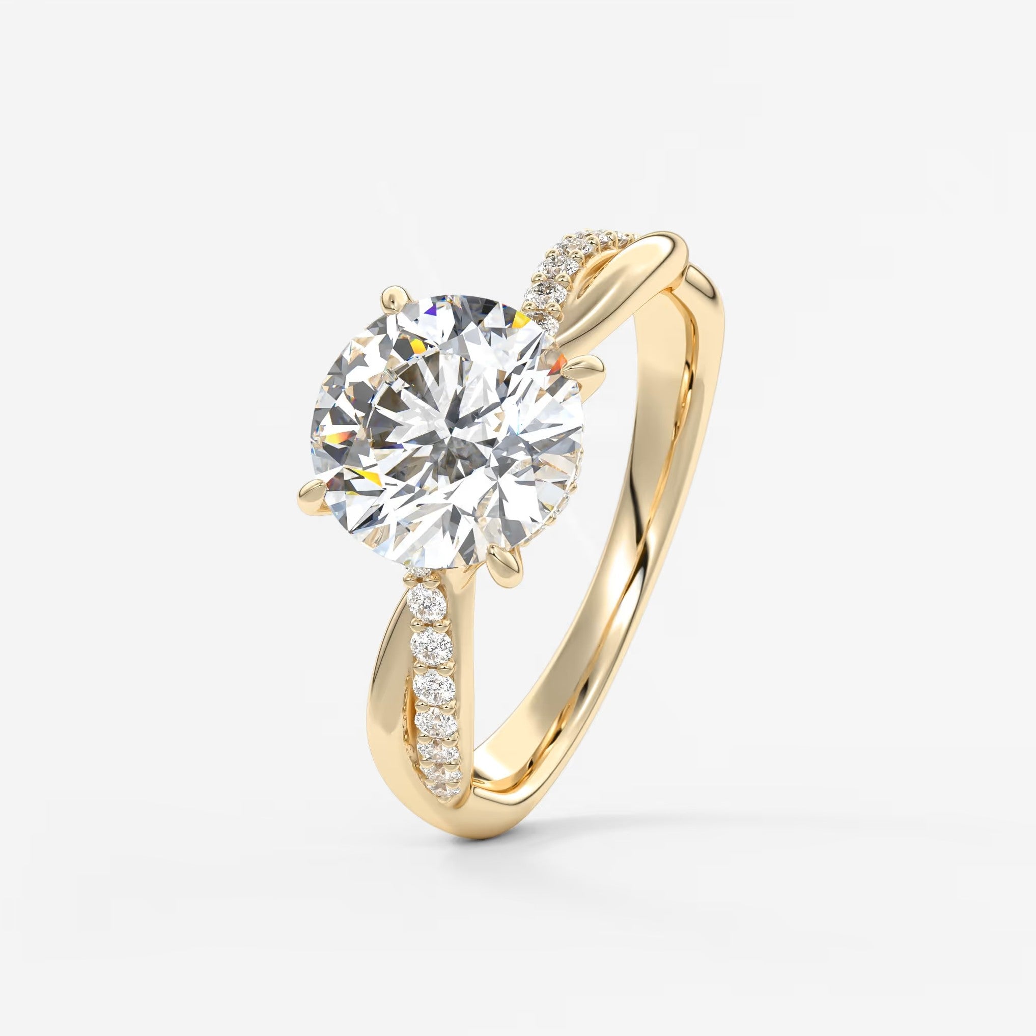 Mirella round twisted pavé engagement ring