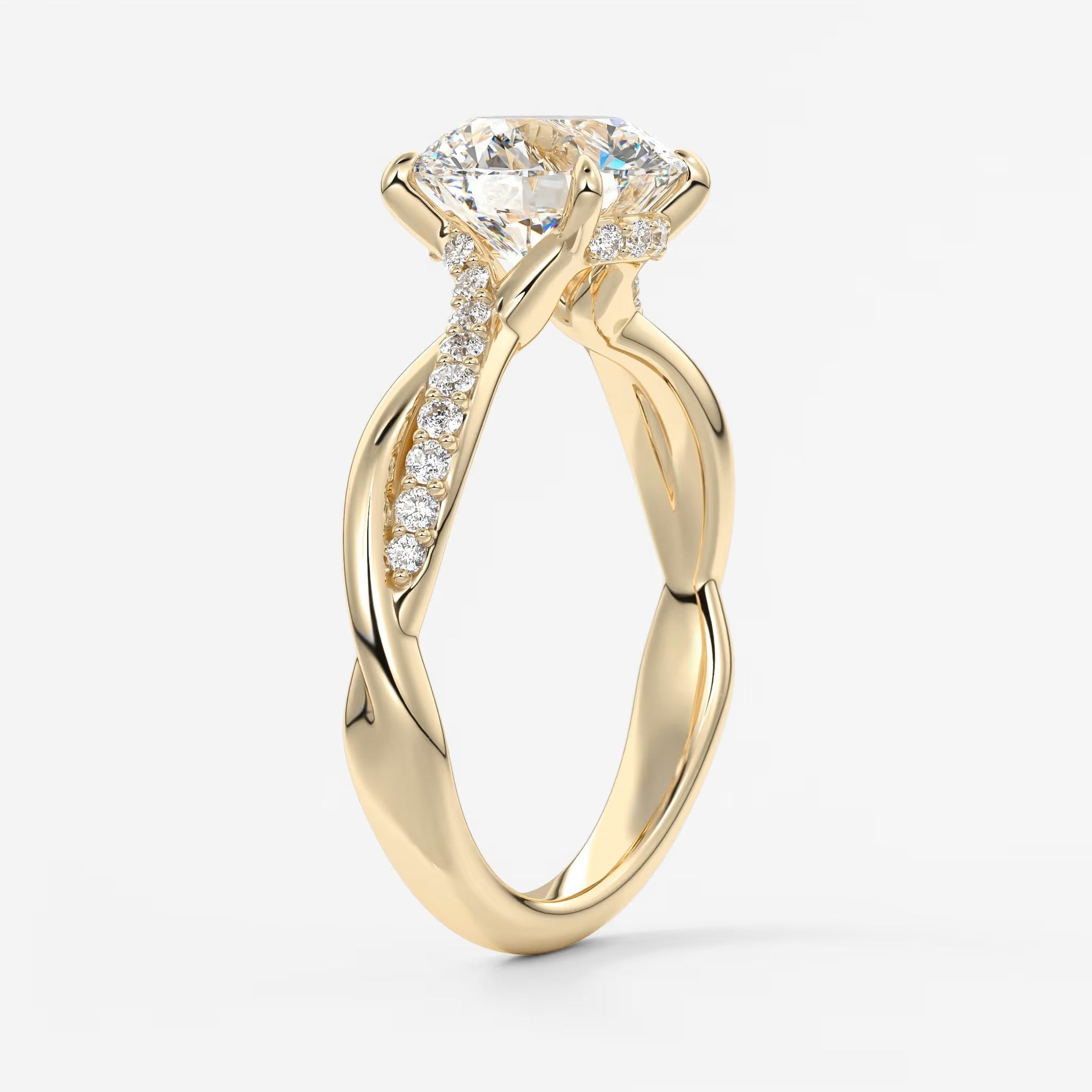 Mirella round twisted pavé engagement ring