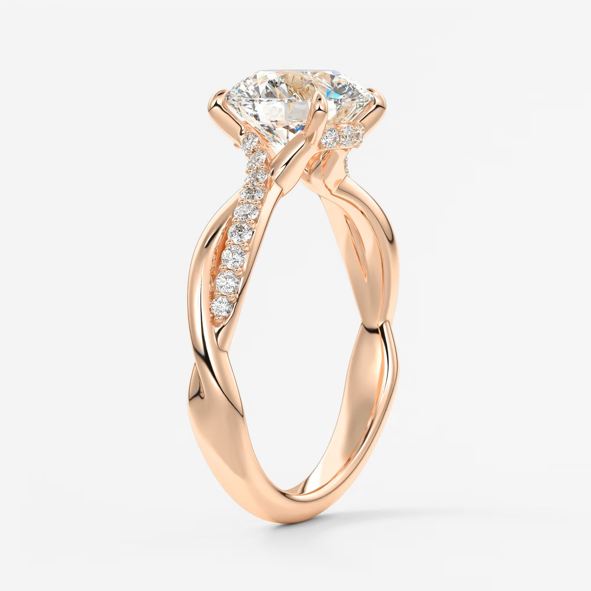 Mirella round twisted pavé engagement ring