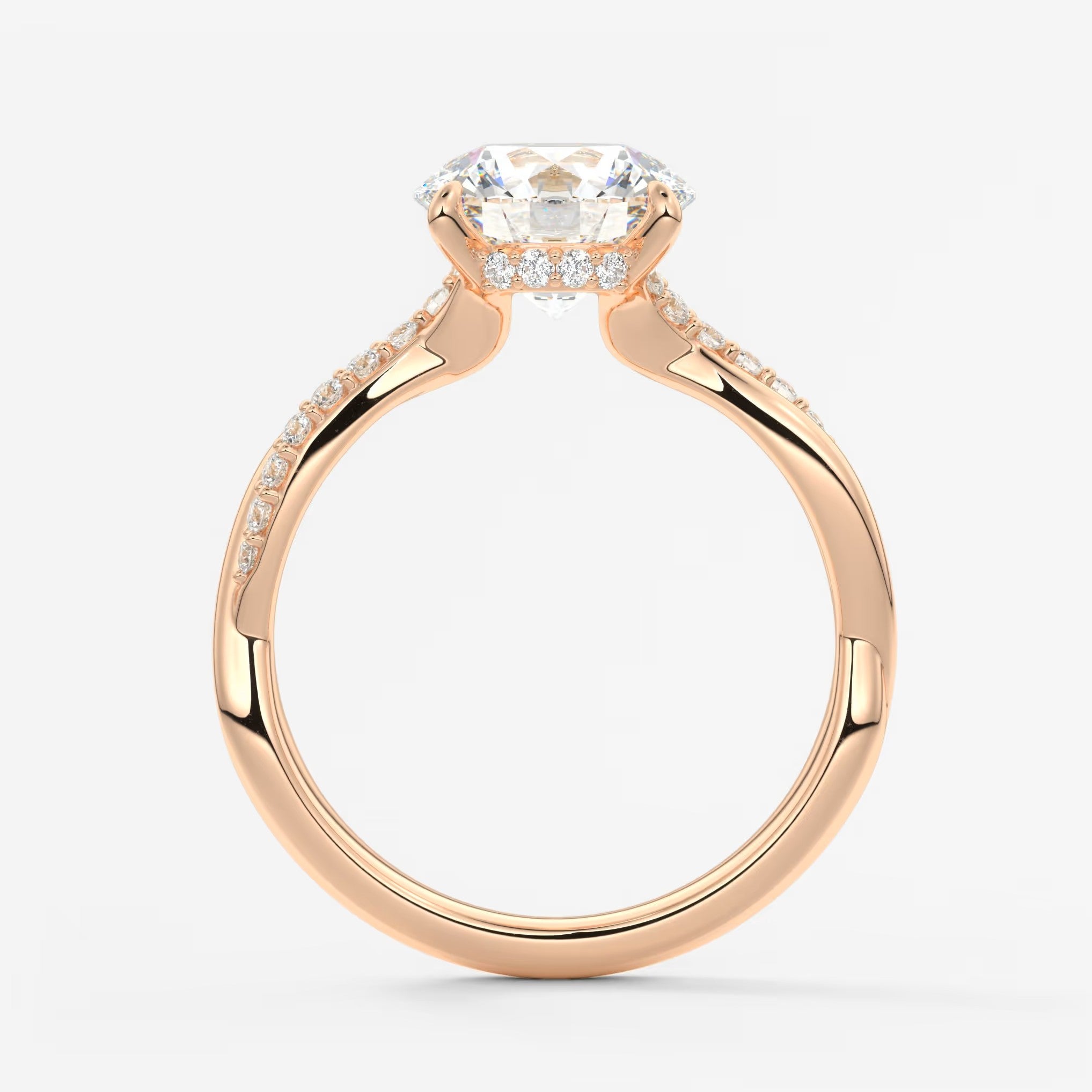Mirella round twisted pavé engagement ring