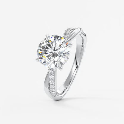 Mirella round twisted pavé engagement ring