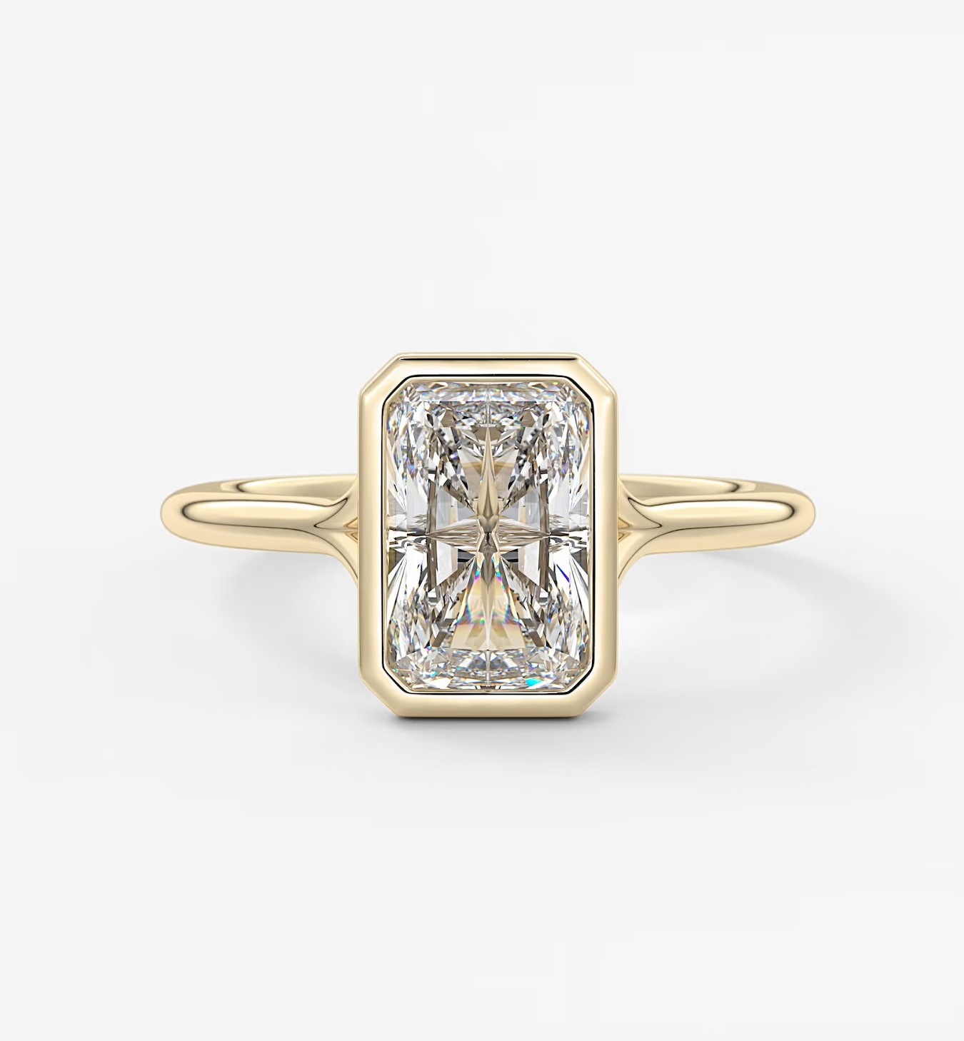 Aeris radiant bezel lab diamond engagement ring – 3.07ct d vvs1 | 18k yellow gold