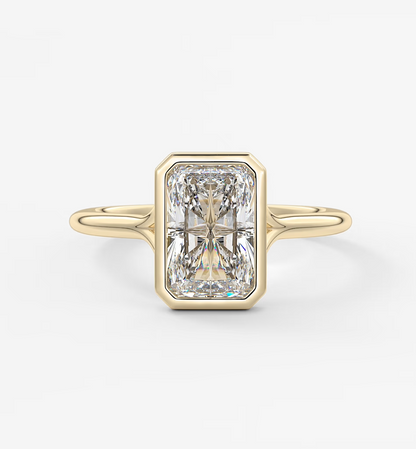 Aeris radiant bezel lab diamond engagement ring – 3.07ct d vvs1 | 18k yellow gold