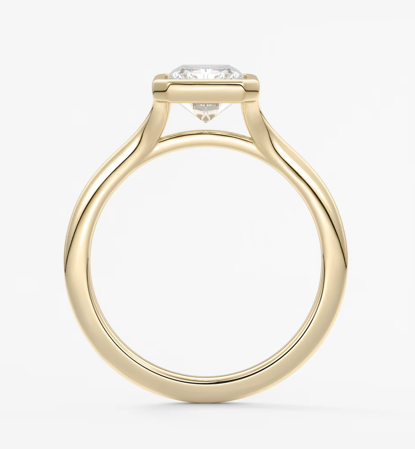 Aeris radiant bezel lab diamond engagement ring – 3.07ct d vvs1 | 18k yellow gold