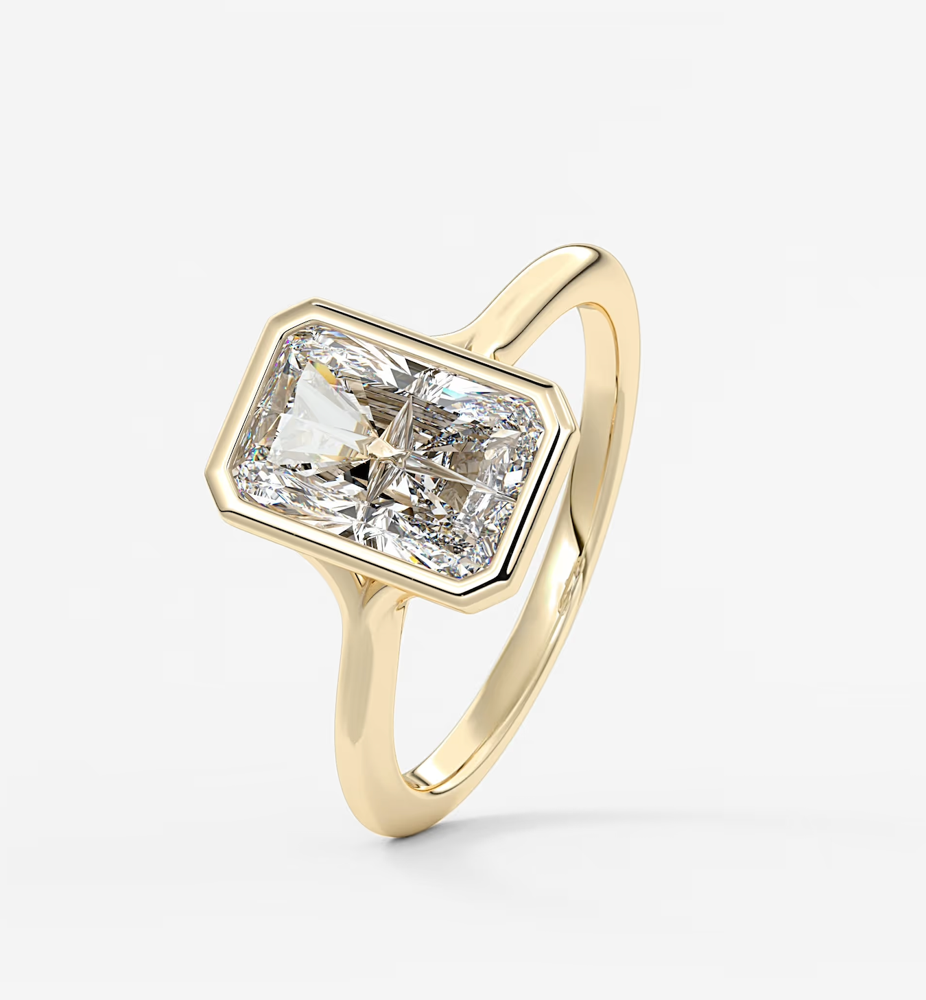 Aeris radiant bezel lab diamond engagement ring – 3.07ct d vvs1 | 18k yellow gold