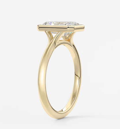 Aeris radiant bezel lab diamond engagement ring – 3.07ct d vvs1 | 18k yellow gold