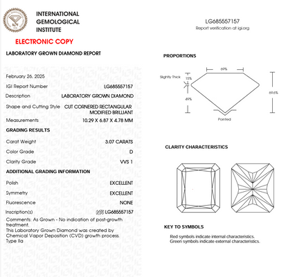 Aeris radiant bezel lab diamond engagement ring IGI Certificate– 3.07ct d vvs1 | 18k yellow gold
