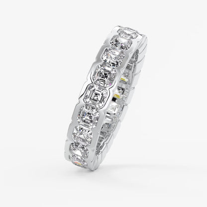 Solara asscher half-bezel eternity band