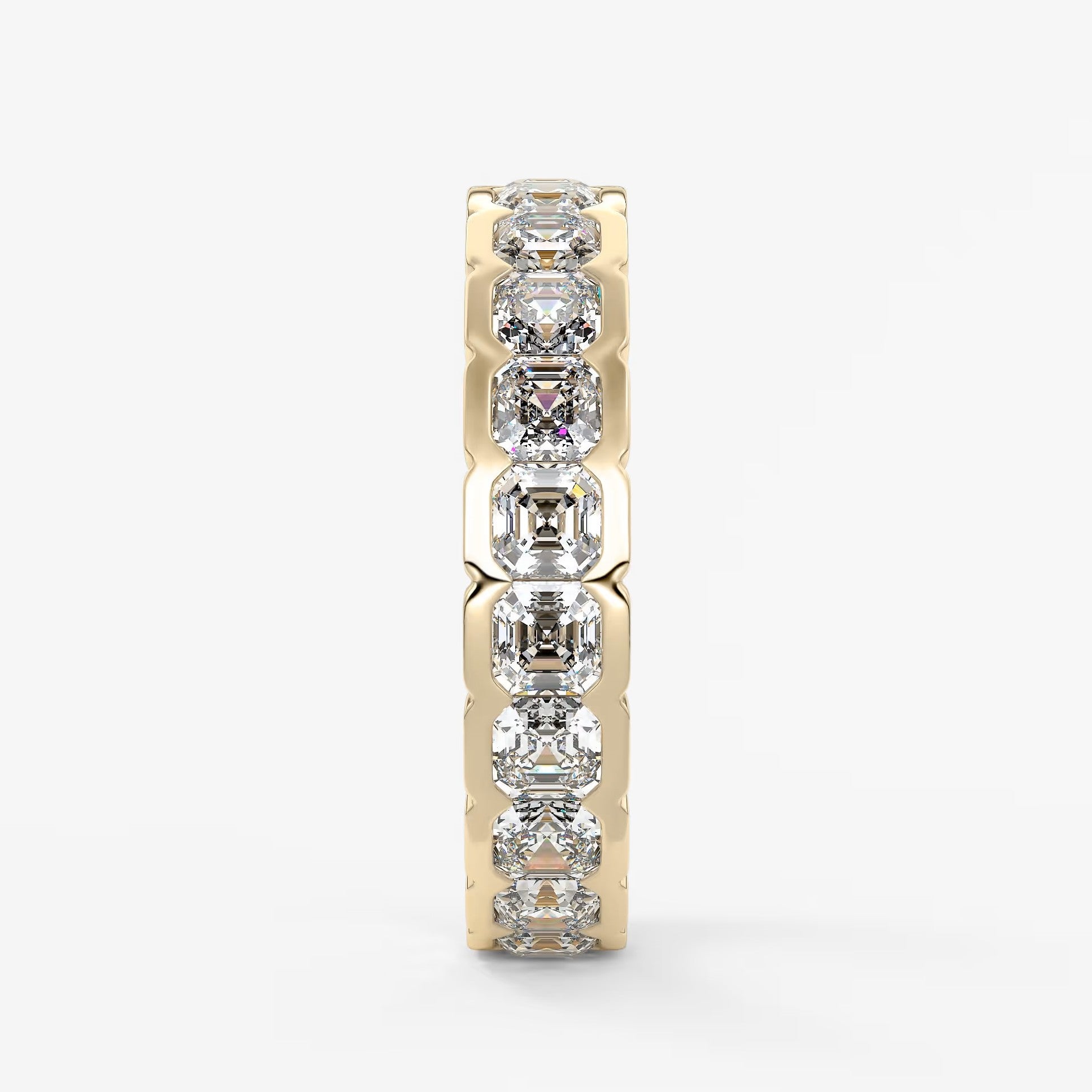 Solara asscher half-bezel eternity band