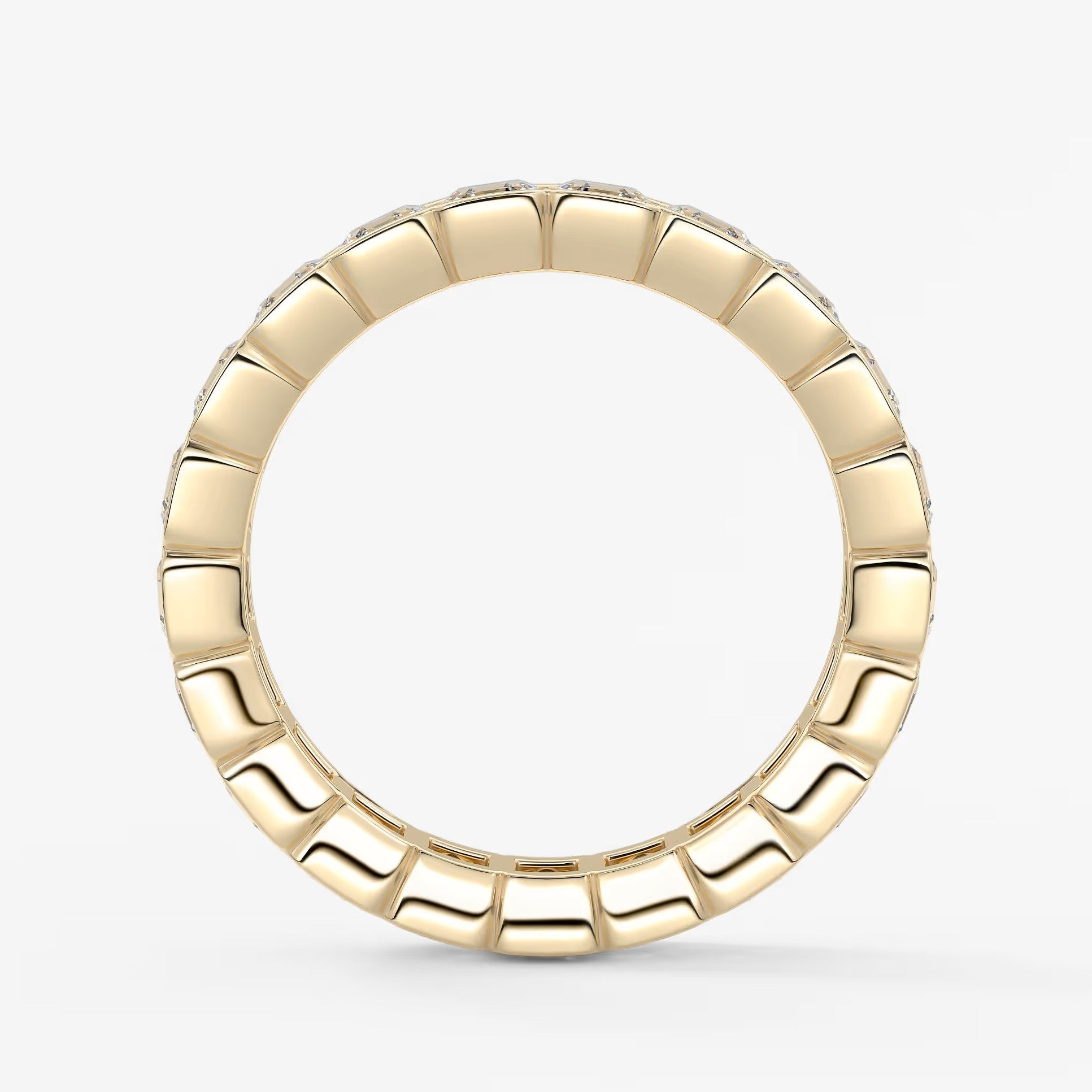 Solara asscher half-bezel eternity band