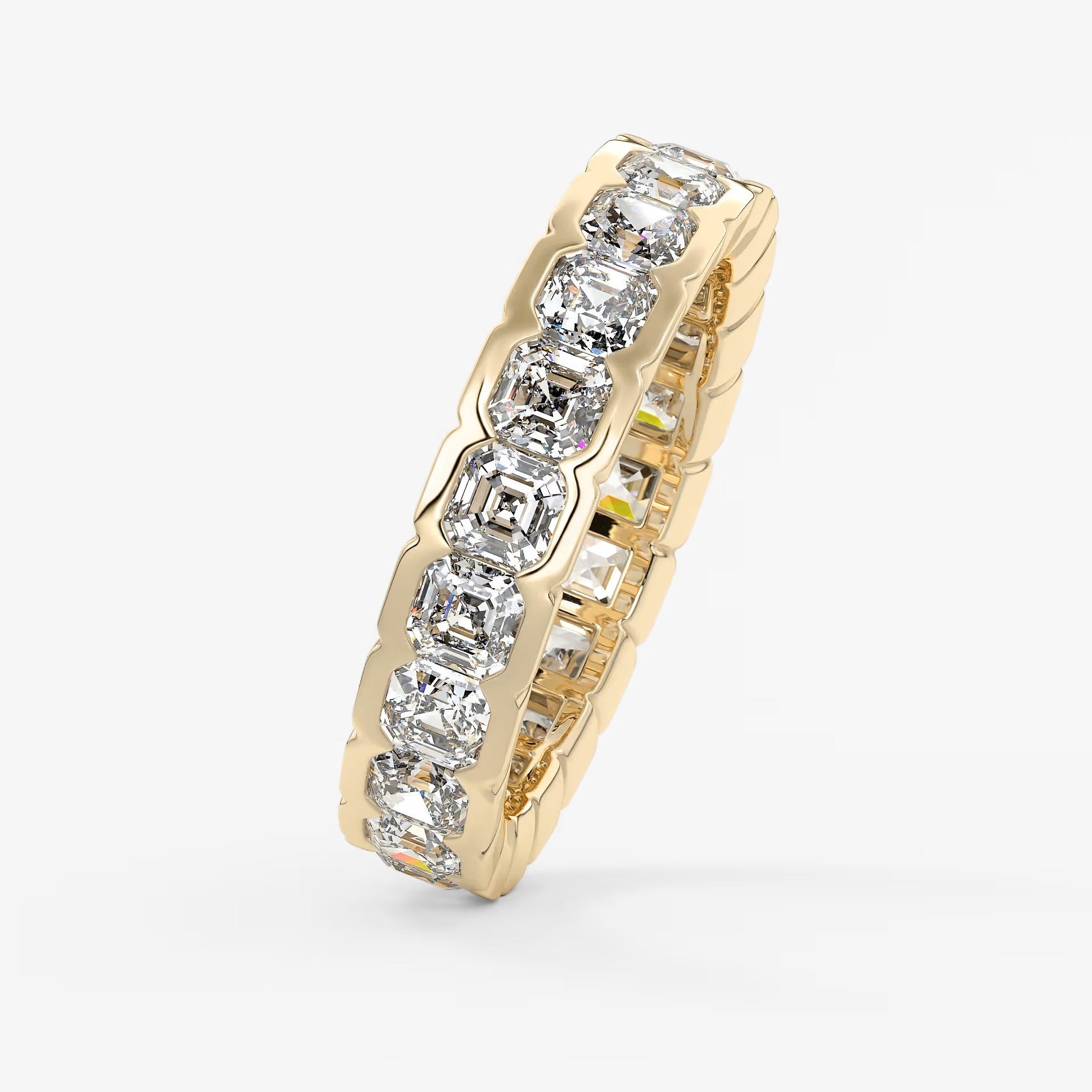 Solara asscher half-bezel eternity band