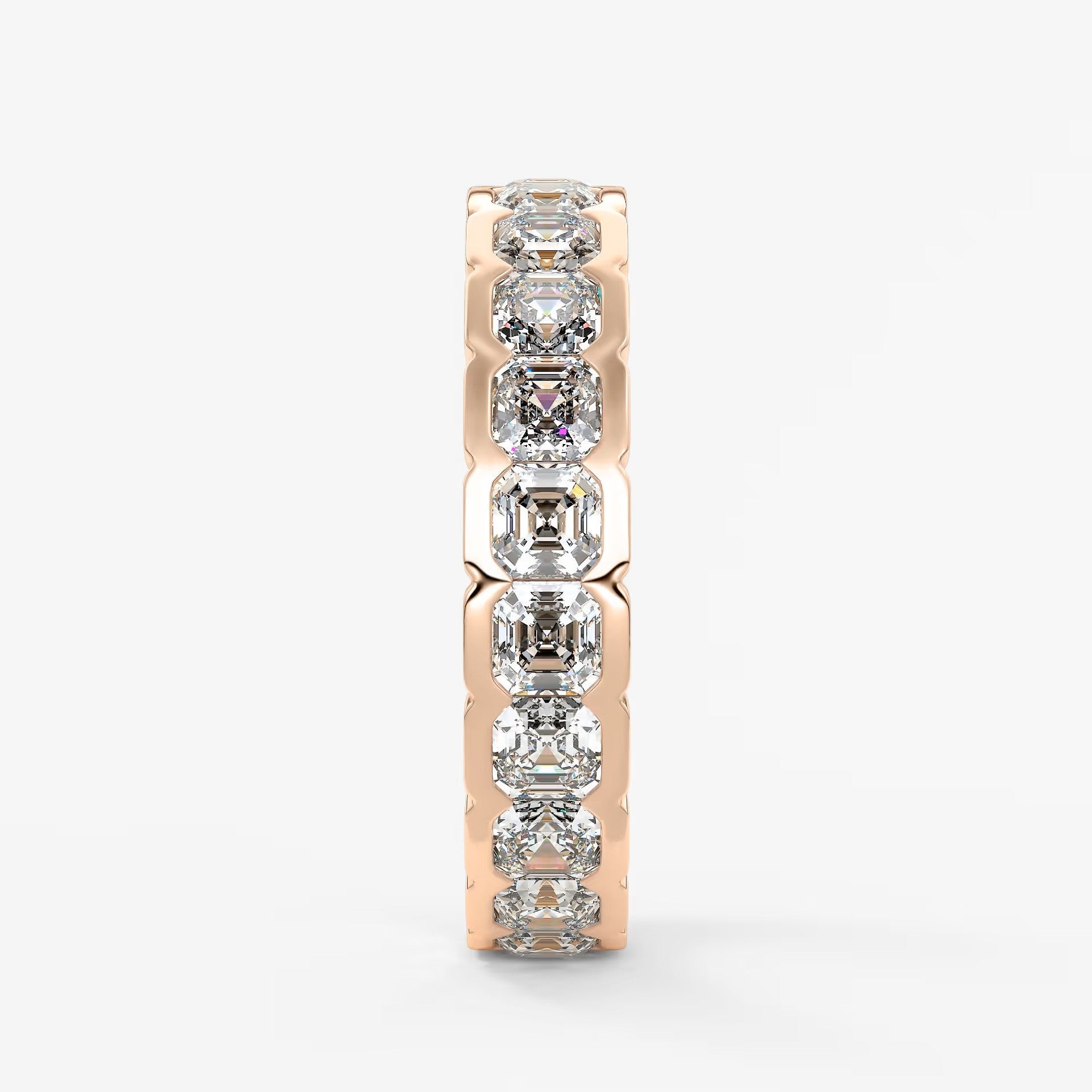 Solara asscher half-bezel eternity band