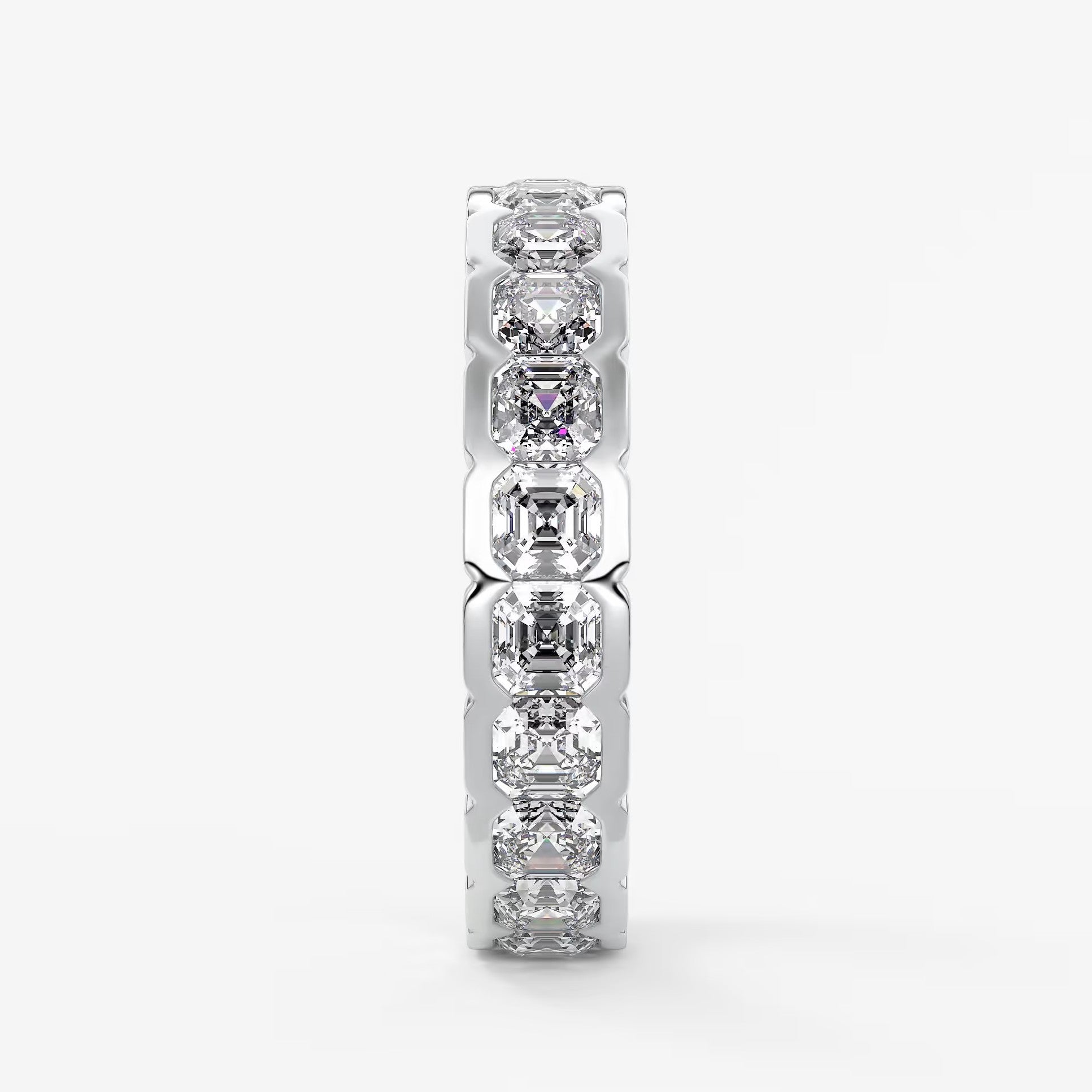 Solara asscher half-bezel eternity band