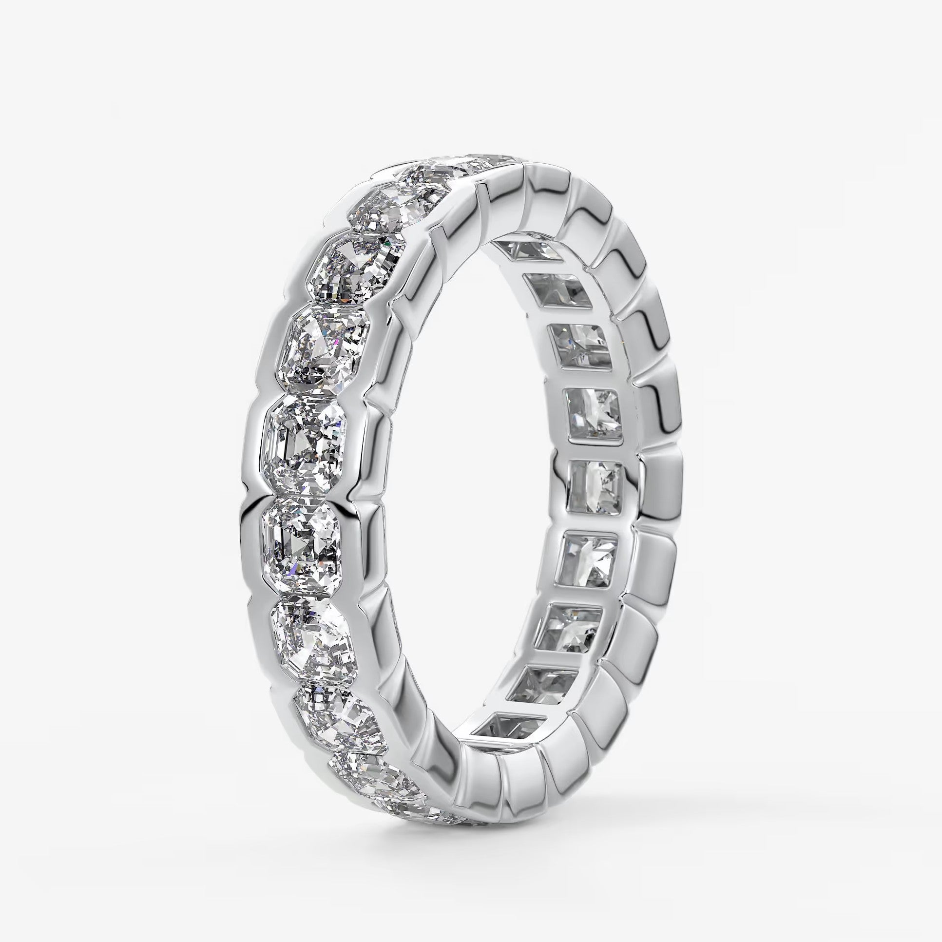 Solara asscher half-bezel eternity band