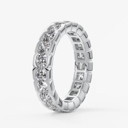 Solara asscher half-bezel eternity band