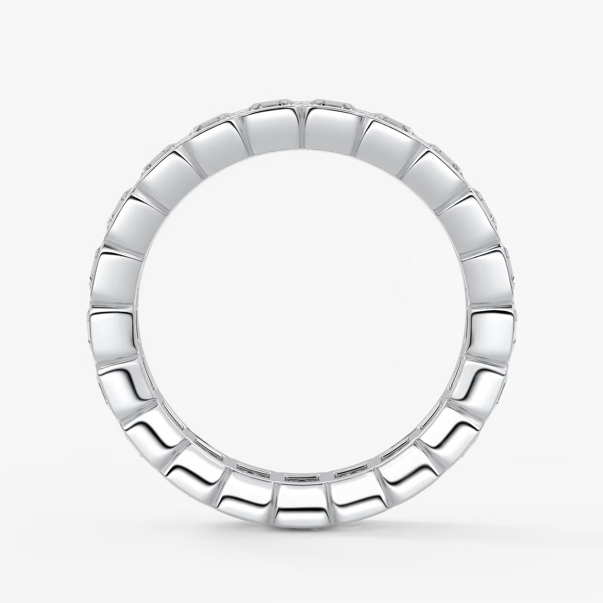 Solara asscher half-bezel eternity band