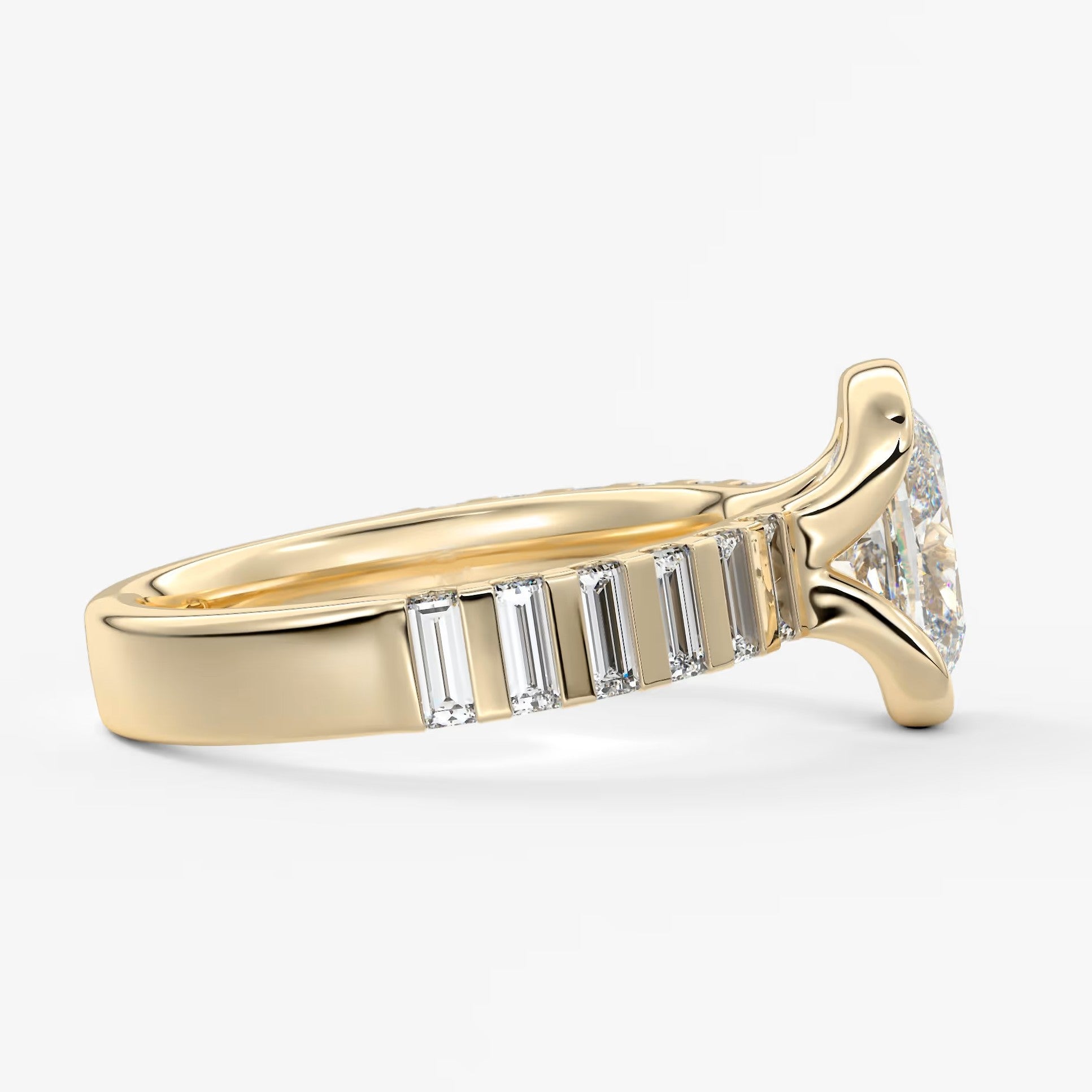 Solara grande elongated cushion half-bezel engagement ring