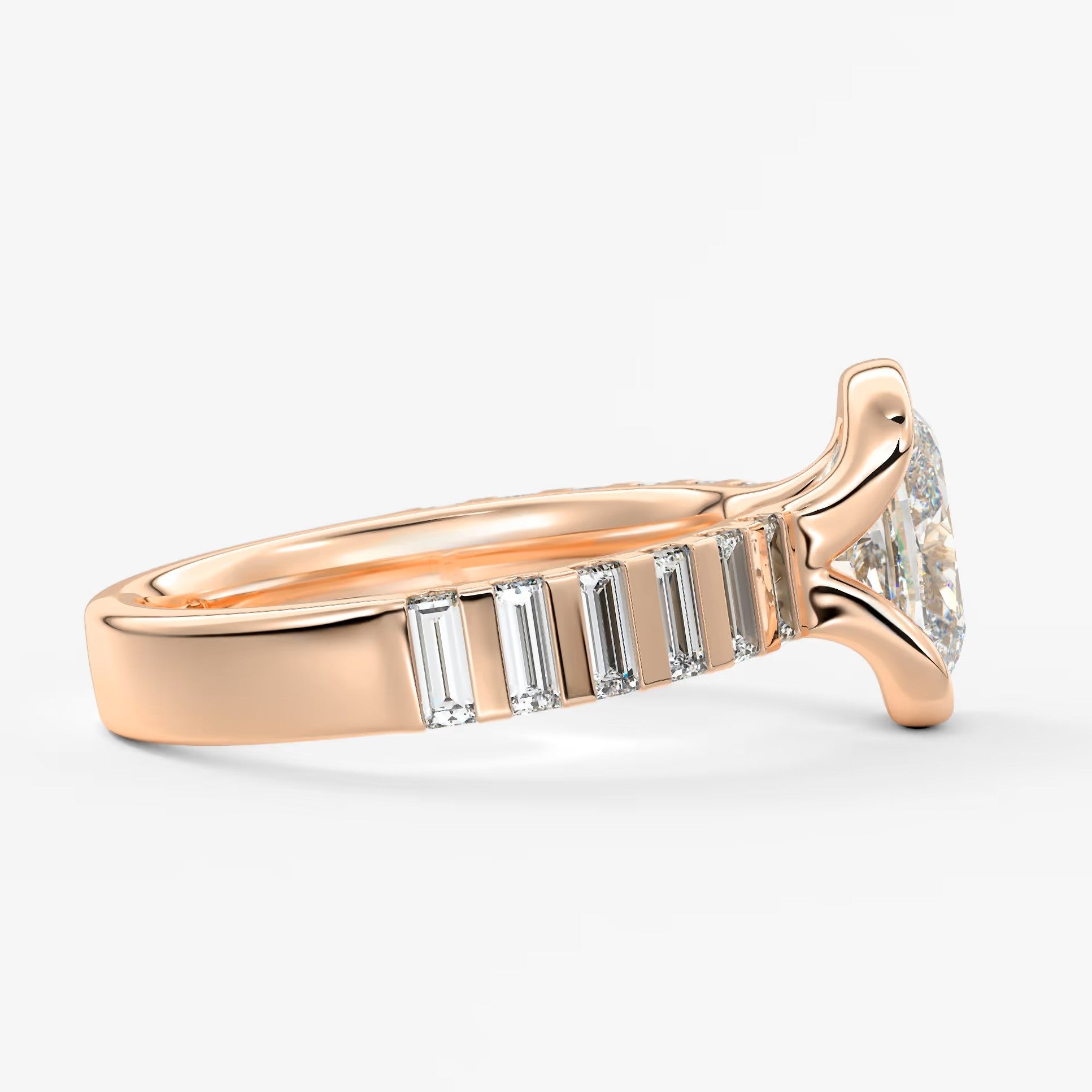 Solara grande elongated cushion half-bezel engagement ring