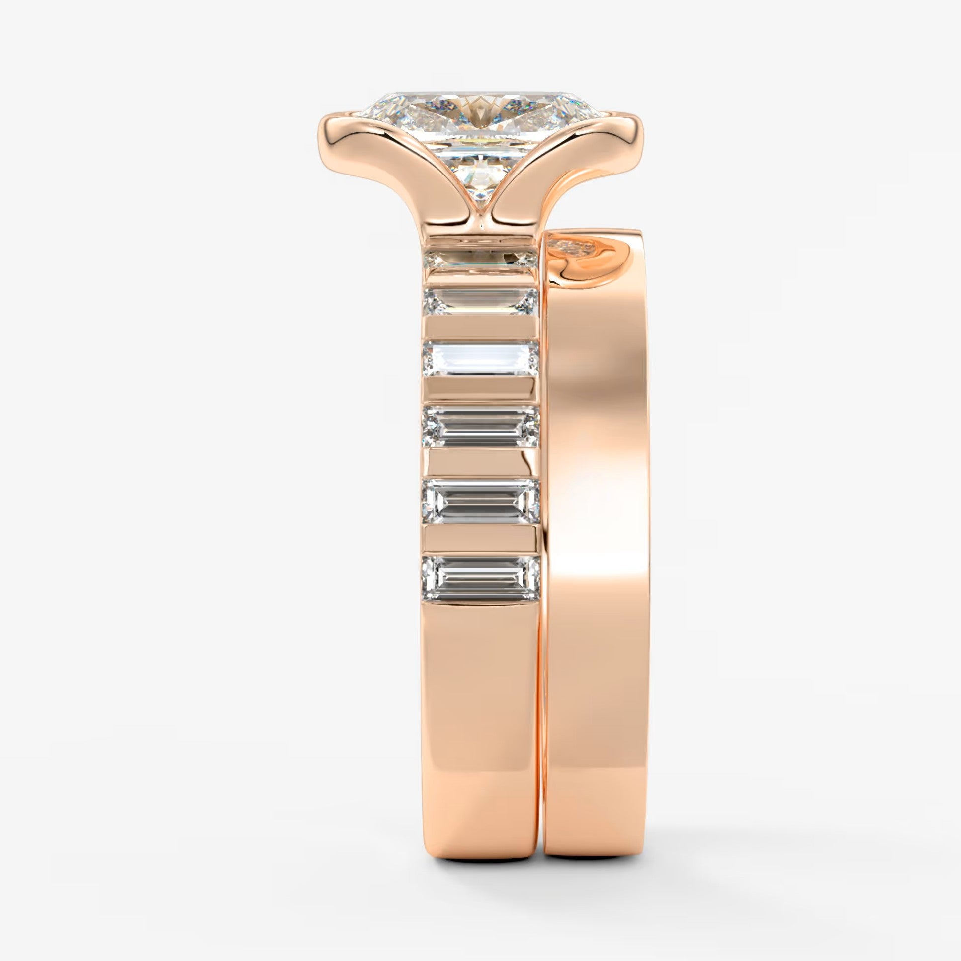 Solara grande elongated cushion half-bezel engagement ring
