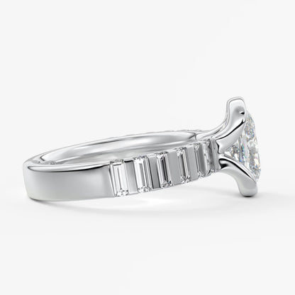 Solara grande elongated cushion half-bezel engagement ring