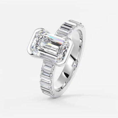 Solara grande emerald half-bezel engagement ring