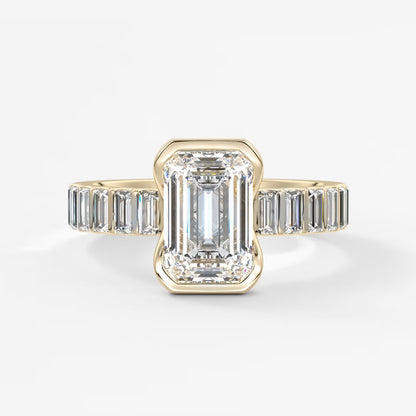 Solara grande emerald half-bezel engagement ring