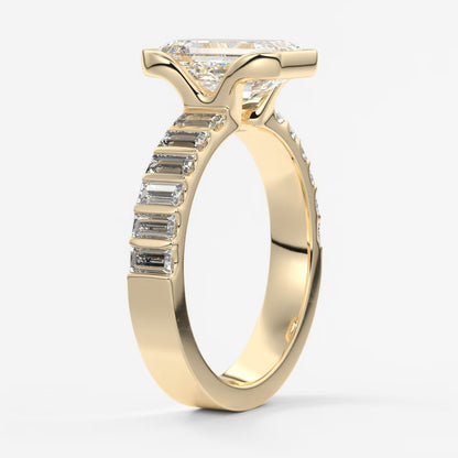 Solara grande emerald half-bezel engagement ring