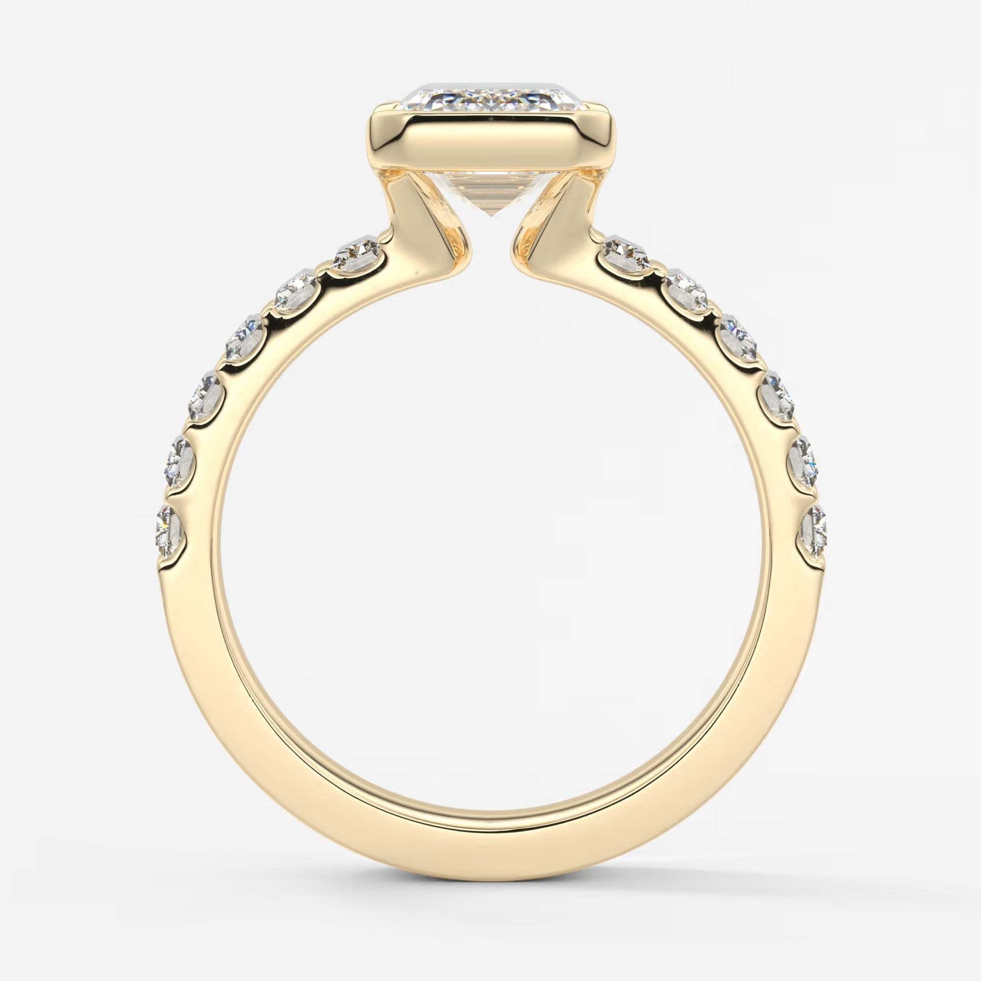 Solara grande emerald half-bezel engagement ring