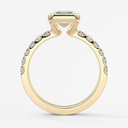 Solara grande emerald half-bezel engagement ring