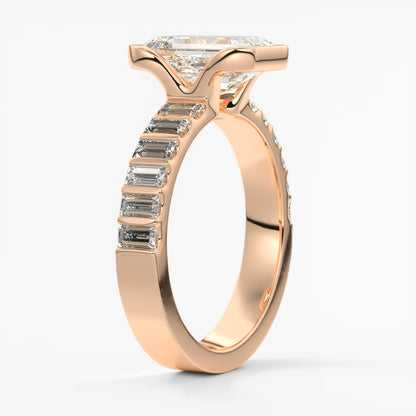 Solara grande emerald half-bezel engagement ring