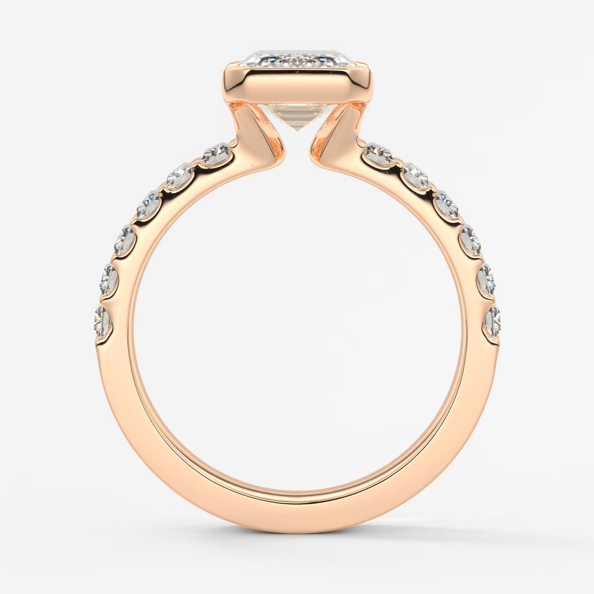 Solara grande emerald half-bezel engagement ring
