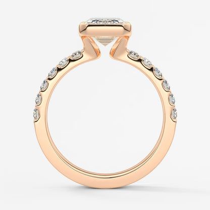 Solara grande emerald half-bezel engagement ring