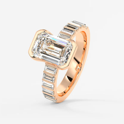 Solara grande emerald half-bezel engagement ring