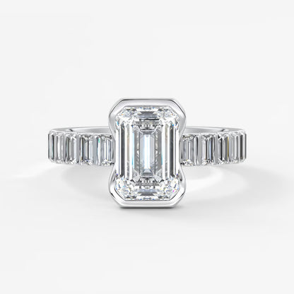 Solara grande emerald half-bezel engagement ring