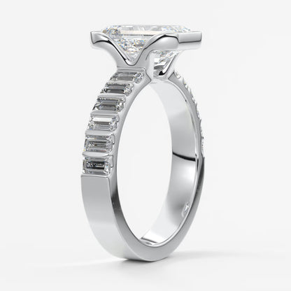 Solara grande emerald half-bezel engagement ring