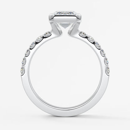 Solara grande emerald half-bezel engagement ring