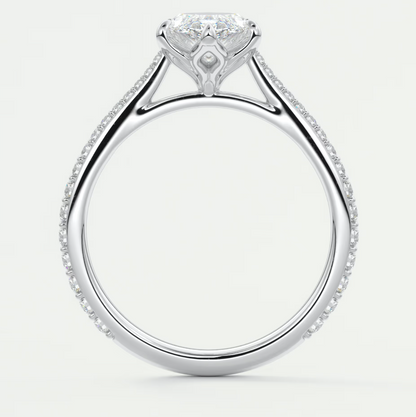 Custom made solenne marquise pavé cathedral solitaire engagement ring | diamondlab