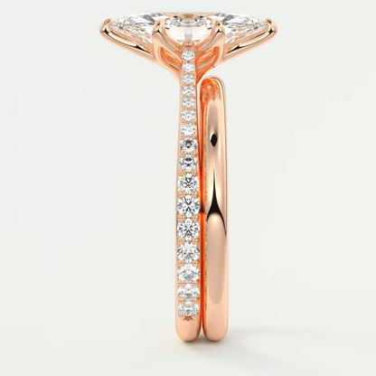 Custom made solenne marquise pavé cathedral solitaire engagement ring | diamondlab