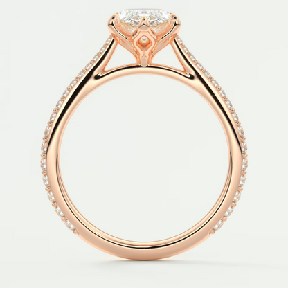 Custom made solenne marquise pavé cathedral solitaire engagement ring | diamondlab