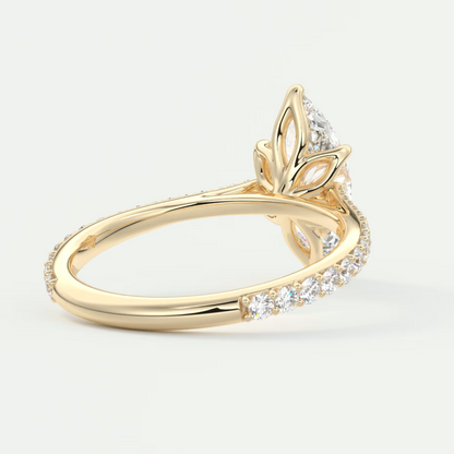 Custom made solenne marquise pavé cathedral solitaire engagement ring | diamondlab