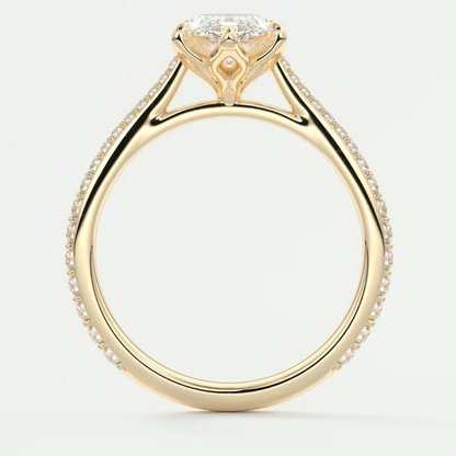 Custom made solenne marquise pavé cathedral solitaire engagement ring | diamondlab