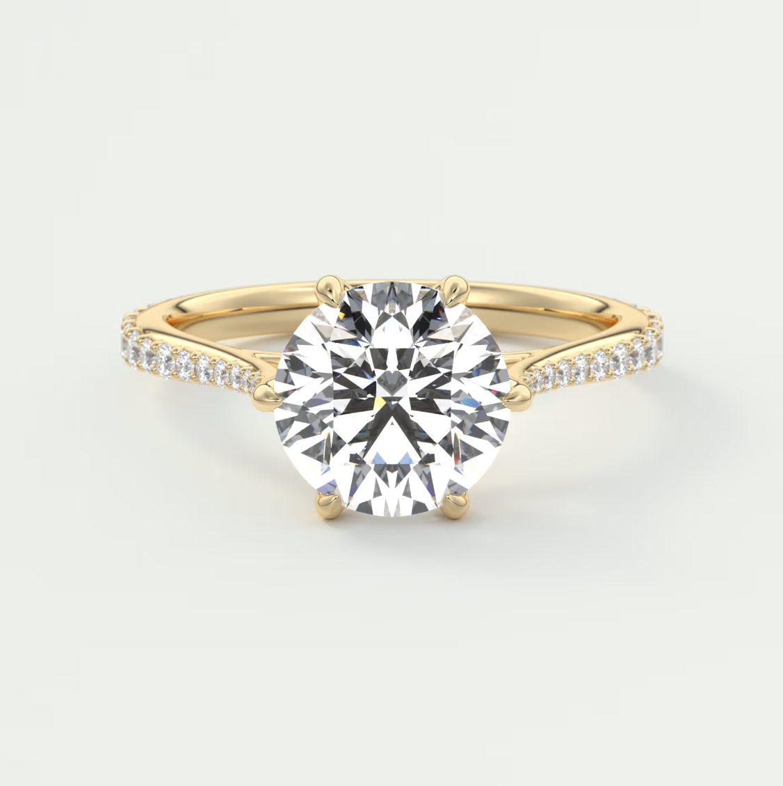 Custom made solenne round 6-prong cathedral solitaire engagement ring | diamondlab