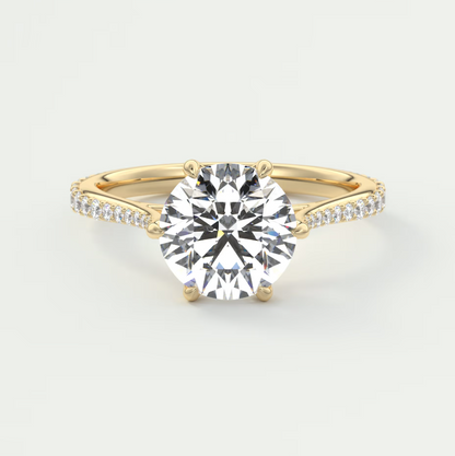 Custom made solenne round 6-prong cathedral solitaire engagement ring | diamondlab